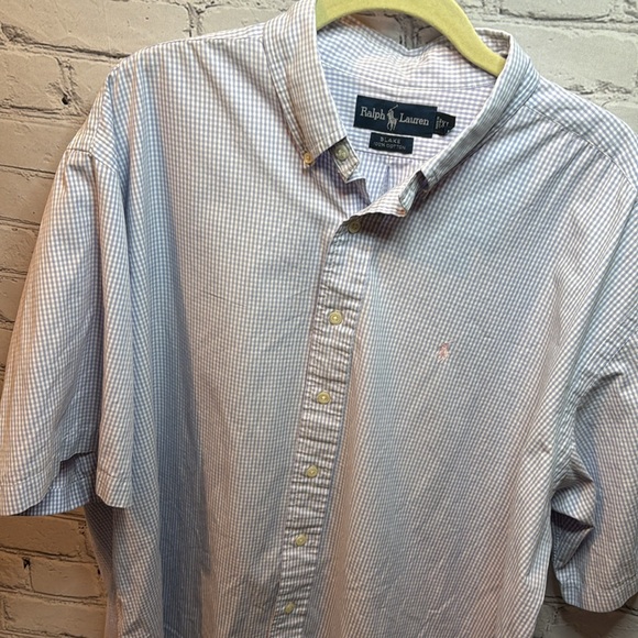 Ralph Lauren | Blake Short Sleeved Button Up Light Purple & White | Size XL - Picture 2 of 6